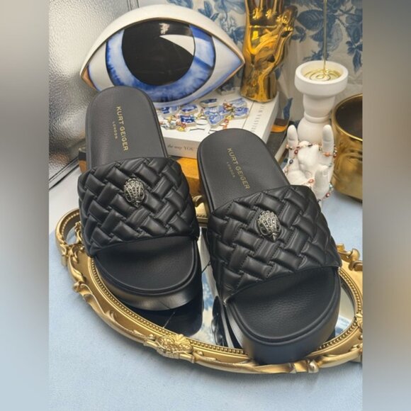 🆕 KURT GEIGER LONDON 🧿 NWOB Meena Eagle Platform Slides Sz EU 41 US 10 - Picture 3 of 16